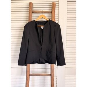 Wilfred Blazer Womens 4 Black  Open Front Collarless Crepe Jacket